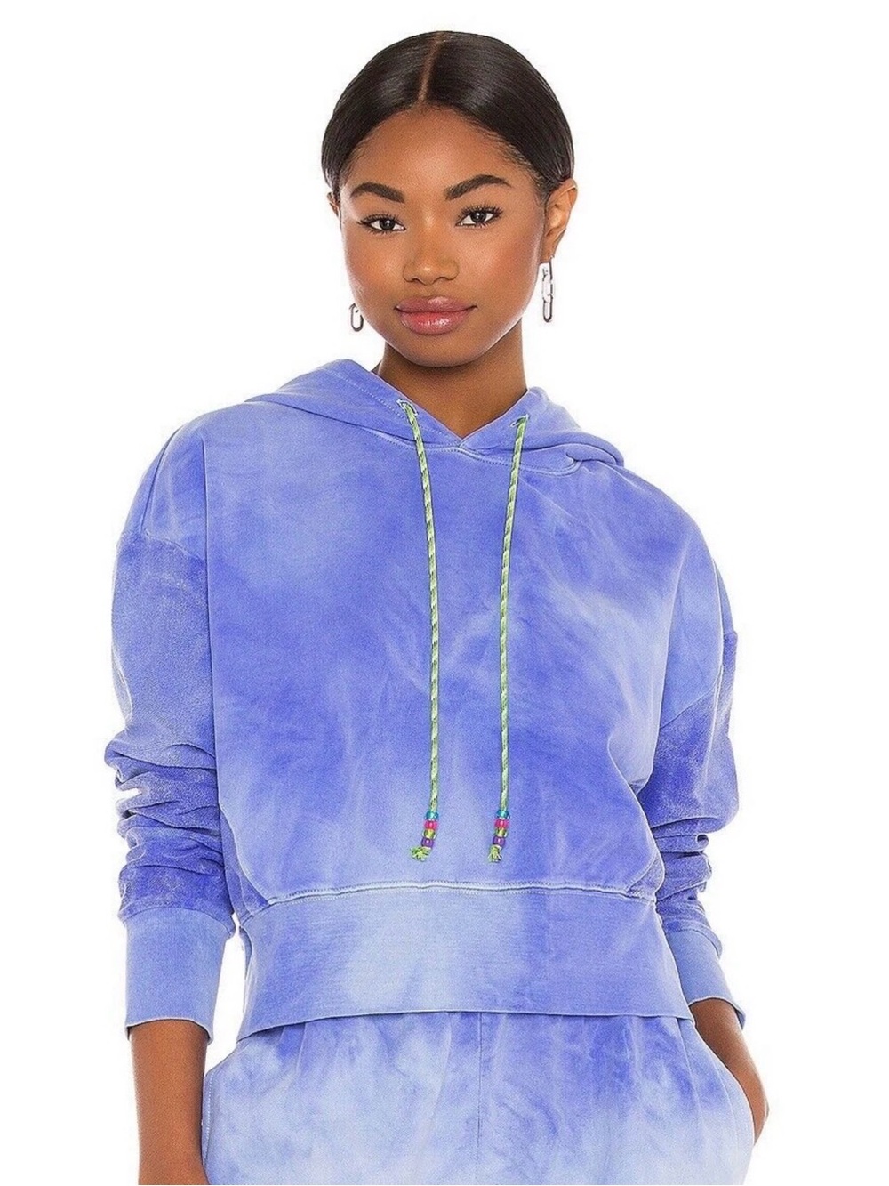 DANNIJO NWT Cropped Hoodie Blue Tie Dye Blogger Favorite